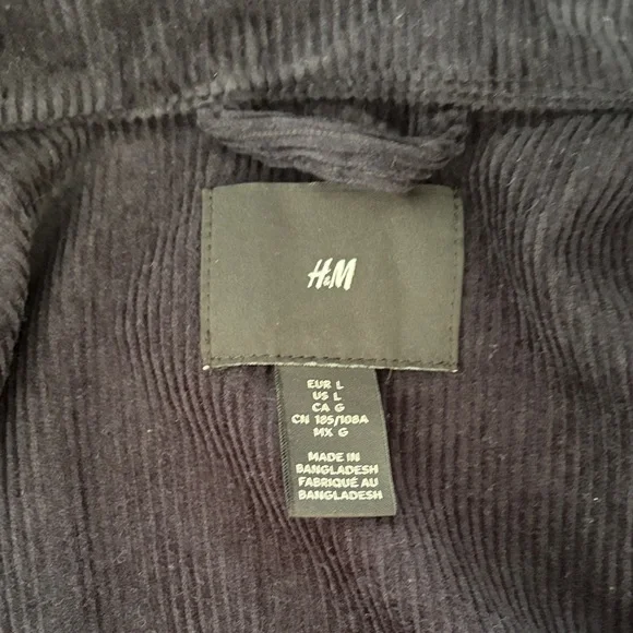 H&M Men's Dark Blue Corduroy Jacket - Picture 2 of 4